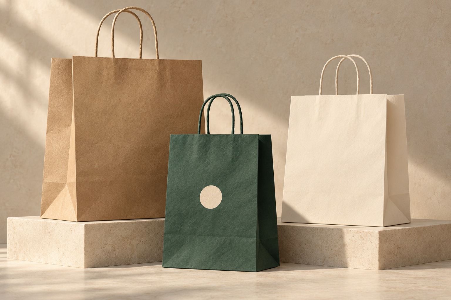 Retail & custom-printed bags in Natural kraft finish